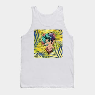 Aesthetic Summer Flower Girl | Pretty Floral Woman Art | Botanical Nature Theme | Floral Designs | Summer Gifts | Gifts for Nature Lovers Tank Top